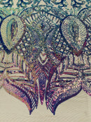 Iridescent Sequin Fabric - Lavender - 4 Way Stretch Royalty Lace Sequin By Yard