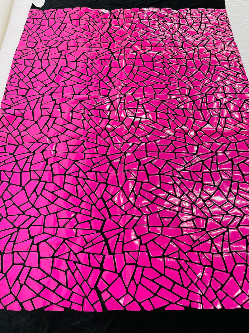 Jumbo Sequins - Hot Pink - Geometric Pattern Sequins on 2 Way Strech Velvet By Yard