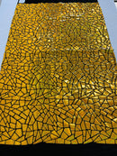 Jumbo Sequins - Gold Holographic - Geometric Pattern Sequins on 2 Way Strech Velvet By Yard