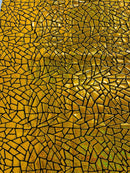 Jumbo Sequins - Gold Holographic - Geometric Pattern Sequins on 2 Way Strech Velvet By Yard