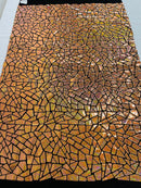 Jumbo Sequins - Champagne Holographic - Geometric Pattern Sequins on 2 Way Strech Velvet By Yard