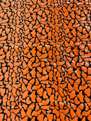 Jumbo Sequins - Orange - Geometric Pattern Sequins on 2 Way Strech Velvet By Yard