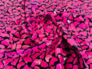 Jumbo Sequins - Hot Pink - Geometric Pattern Sequins on 2 Way Strech Velvet By Yard