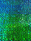 Jumbo Sequins - Iridescent Green - Geometric Pattern Sequins on 2 Way Strech Velvet By Yard