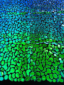 Jumbo Sequins - Iridescent Green - Splatter Pattern Sequins on 2 Way Strech Velvet By Yard