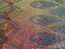 Geometric Sequin Fabric - Iridescent Orange on Black - Fancy Design 4 Way Stretch Lace Sequin By Yard