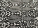 Damask Stretch Sequin - Black - Designer Damask Fabric on 4 Way Stretch Mesh Yard