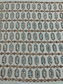 Geometric Stretch Sequin - Multi-Color Gold - Fancy Gem Design on Mesh By Yard