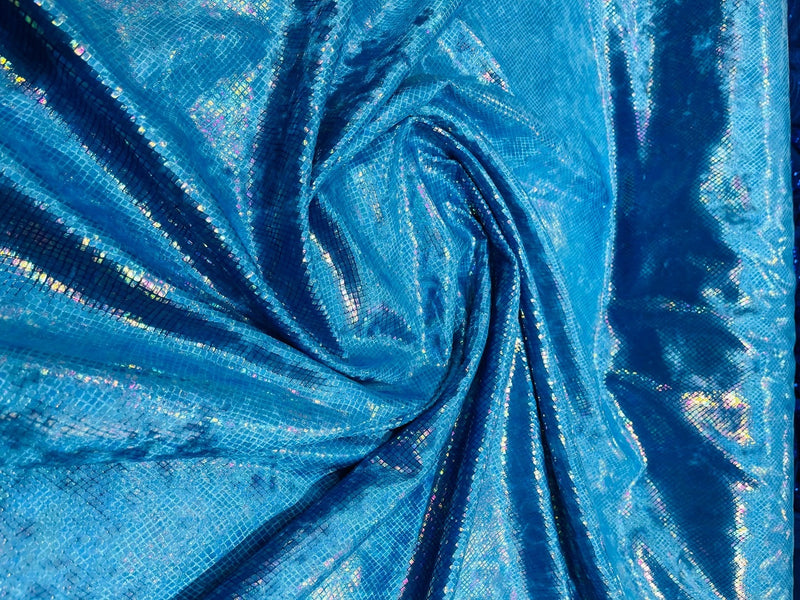 Snake Print Stretch Velvet - Turquoise - 58/60" Stretch Velvet Fabric Sold By Yard