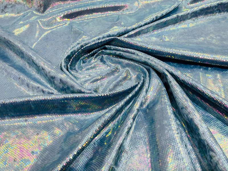 Snake Print Stretch Velvet - Iridescent Blue - 58/60" Stretch Velvet Fabric Sold By Yard