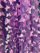 3D Butterfly Design - Lavender - Embroidered 3D Butterfly Design On Mesh By Yard
