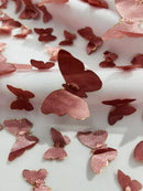3D Butterfly Design - Skin - Embroidered 3D Butterfly Design On Mesh By Yard