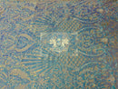 4 Way Stretch Sequin - Iridescent Aqua/Blue - Fancy Design on Mesh By Yard