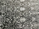 Sequins Fabric - Black - Damask Pattern 4 Way Stretch Fabric Sold By Yard