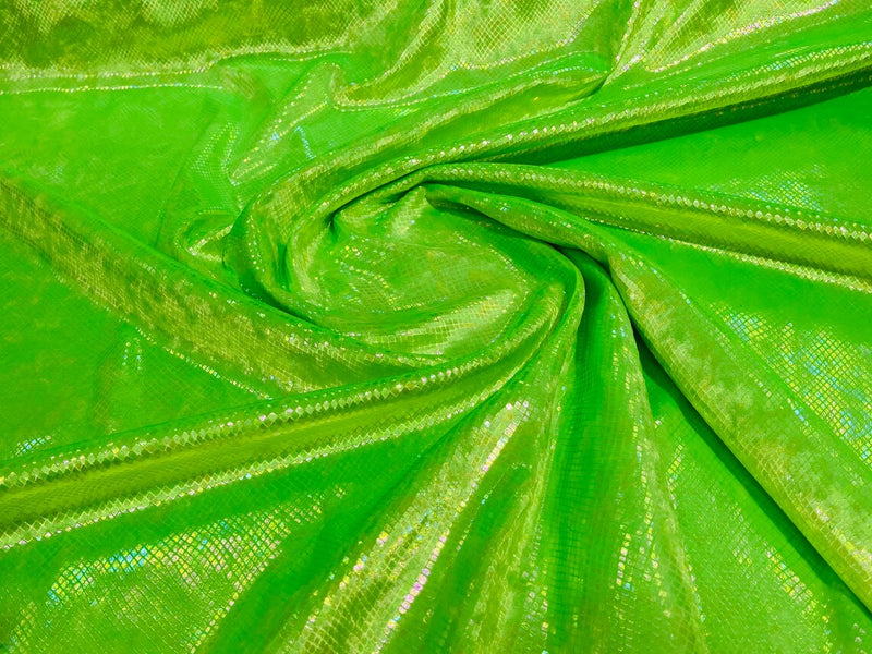 Snake Print Stretch Velvet - Lime Green - 58/60" Stretch Velvet Fabric Sold By Yard