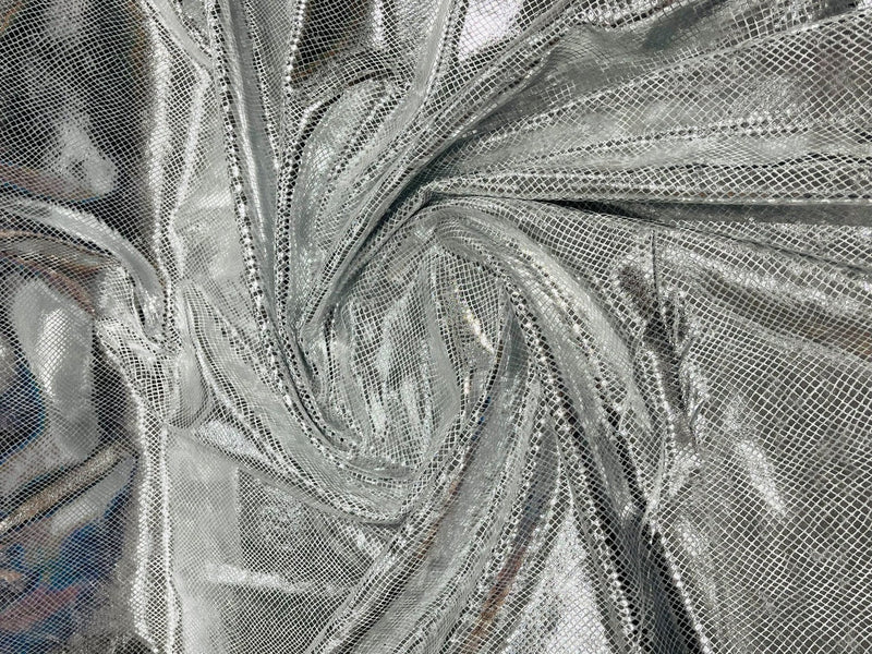 Snake Print Stretch Velvet - Silver - 58/60" Stretch Velvet Fabric Sold By Yard