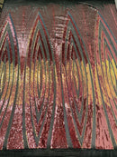 Geometric Oval Fabric - Embroidered Long Oval MultiColor Sequins Fabric on 4 Way Stretch Mesh (Pick A Color)