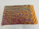 Paisley Lines Sequin Fabric - Iridescent Purple on Skin - 4 Way Stretch Fancy Fabric By The Yard