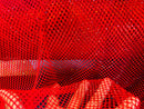 Rhinestone Fish Net Fabric - Red - Solid Spandex Fish Net Style Fabric with Rhinestones by Yard