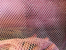 Rhinestone Fish Net Fabric - Dusty Rose - Solid Spandex Fish Net Style Fabric with Rhinestones by Yard