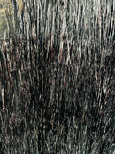 Metallic Fringe Eyelash Design - Black - Embroidered Fancy Fringe 2 Way Stretch By Yard