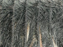 Metallic Fringe Eyelash Design - Black - Embroidered Fancy Fringe 2 Way Stretch By Yard