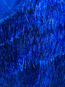 Metallic Fringe Eyelash Design - Royal Blue - Embroidered Fancy Fringe 2 Way Stretch By Yard