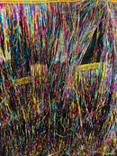 Metallic Fringe Eyelash Design - Multi Color - Embroidered Fancy Fringe 2 Way Stretch By Yard