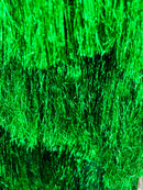 Metallic Fringe Eyelash Design - Emerald Green - Embroidered Fancy Fringe 2 Way Stretch By Yard