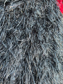 Metallic Fringe Eyelash / Feather - Black - Embroidered Fabric with Hanging Details 2 Way Stretch By Yard