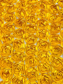 Rosette Fabric with 3D Roses on High Quality Mesh Fabric ( Choose The Color )