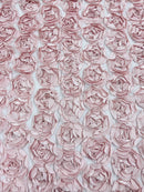 Rosette Fabric with 3D Roses on High Quality Mesh Fabric ( Choose The Color )