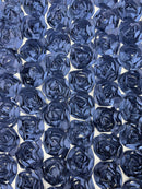 Rosette Fabric with 3D Roses on High Quality Mesh Fabric ( Choose The Color )