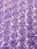Rosette Fabric with 3D Roses on High Quality Mesh Fabric ( Choose The Color )