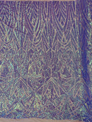 Sequins Fabric - Lilac - Geometric Pattern Design 4 Way Stretch Sold By Yard