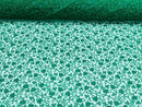 Metallic Corded Lace Fabric - Metallic Green - Flower Design Embroidered on Mesh Lace Fabric By Yard