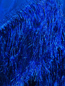 Metallic Fringe Eyelash Design - Royal Blue - Embroidered Fancy Fringe 2 Way Stretch By Yard