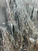 Metallic Fringe Eyelash Design - Silver - Embroidered Fancy Fringe 2 Way Stretch By Yard