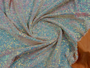 Mini Glitz Sequins - Iridescent Blue/Pink on Nude Mesh - Mini Sequins on 4 Way Stretch Mesh Fabric