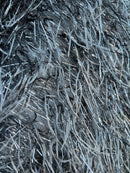 Metallic Fringe Eyelash / Feather - Black - Embroidered Fabric with Hanging Details 2 Way Stretch By Yard