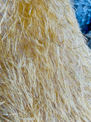 Metallic Fringe Eyelash / Feather - Gold - Embroidered Fabric with Hanging Details 2 Way Stretch By Yard