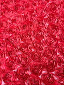 Rosette Fabric with 3D Roses on High Quality Mesh Fabric ( Choose The Color )