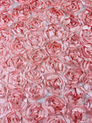 Rosette Fabric with 3D Roses on High Quality Mesh Fabric ( Choose The Color )