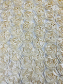 Rosette Fabric with 3D Roses on High Quality Mesh Fabric ( Choose The Color )