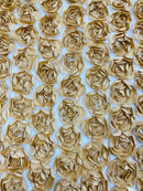 Rosette Fabric with 3D Roses on High Quality Mesh Fabric ( Choose The Color )