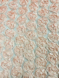 Rosette Fabric with 3D Roses on High Quality Mesh Fabric ( Choose The Color )