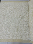 Sequins Fabric - White - Geometric Pattern Design 4 Way Stretch Sold By Yard
