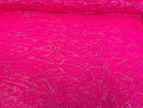 Sequins Fabric - Hot Pink - Geometric Pattern Design 4 Way Stretch Sold By Yard
