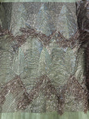 Fringe Sequins Fabric - Mauve - Hanging Sequins 2 Way Stretch Fabric Sold By Yard