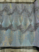 Fringe Sequins Fabric - Unicorn - Hanging Sequins 2 Way Stretch Fabric Sold By Yard